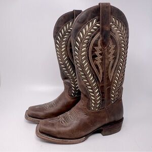 Preowned Women's J.B. Dillon Fawnlilly Cow Leather Western Cowboy Boot Sz 7.5-8B